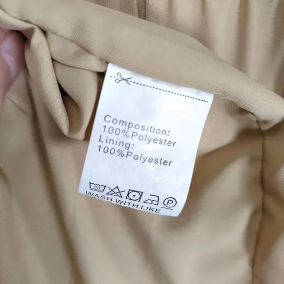 Pretty Garden Women's XL Beige Pleated Wrap Maxi Dress Short Puff Sleeves V-Neck - Picture 6 of 7